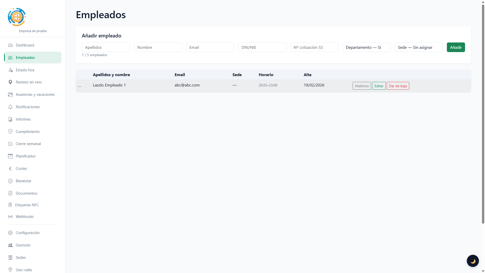 Gestión de empleados